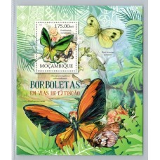 MOZAMBIQUE MARIPOSAS FLORES HOJA BLOQUE DE ESTAMPILLAS NUEVAS MINT